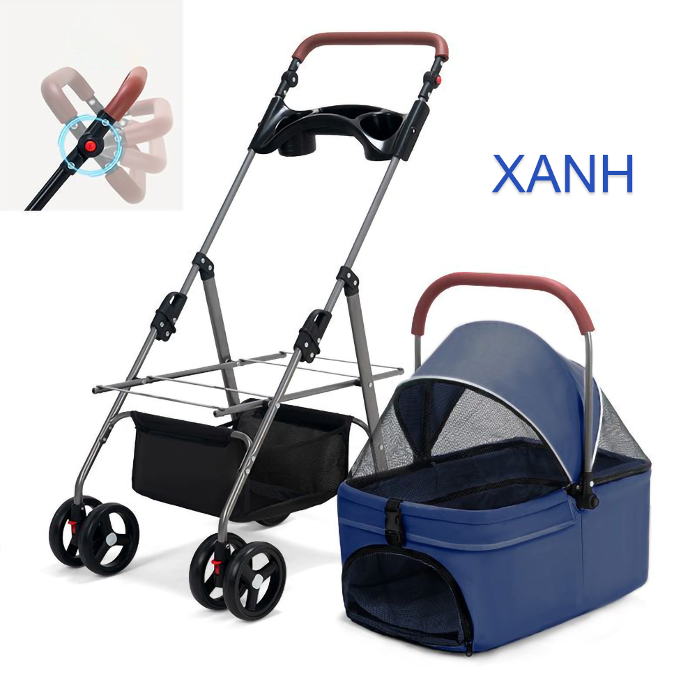 Xe đẩy thú cưng 3 trong 1 đa năng có thể tháo rời, giỏ xách và xe đẩy, gấp gọn khi du lịch