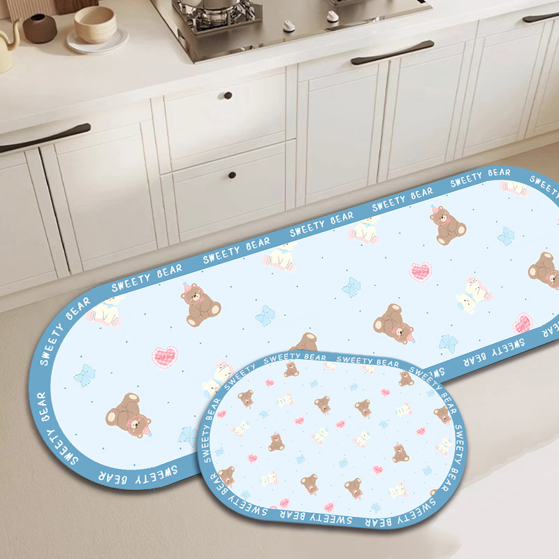 Set 2 thảm bếp silicon siêu thấm nước chống trơn trượt (40X120 CM+ 40X60 CM)