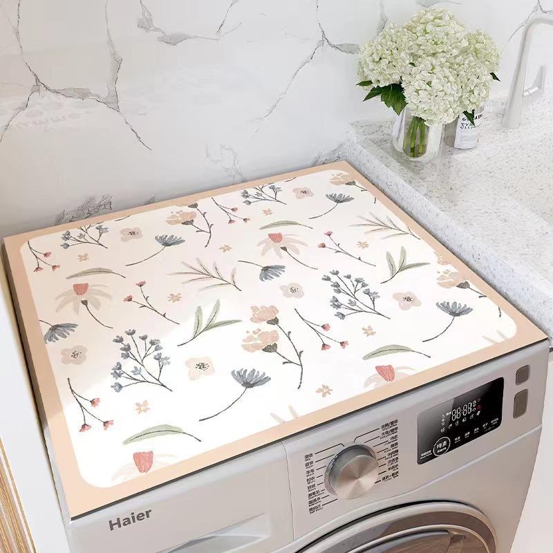 Thảm lót máy giặt tủ lạnh chống nước,bụi chất liệu cao su họa tiết trang thã size 60x60 cm