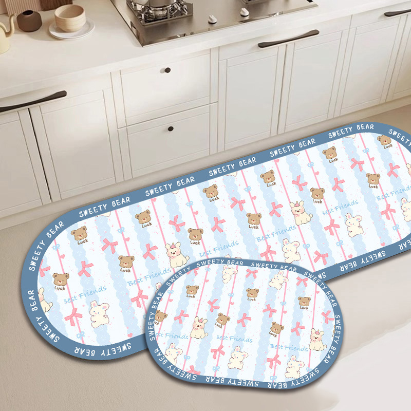 Set 2 thảm bếp silicon siêu thấm nước chống trơn trượt (40X120 CM+ 40X60 CM)