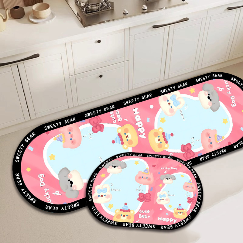 Set 2 thảm bếp silicon siêu thấm nước chống trơn trượt (40X120 CM+ 40X60 CM)