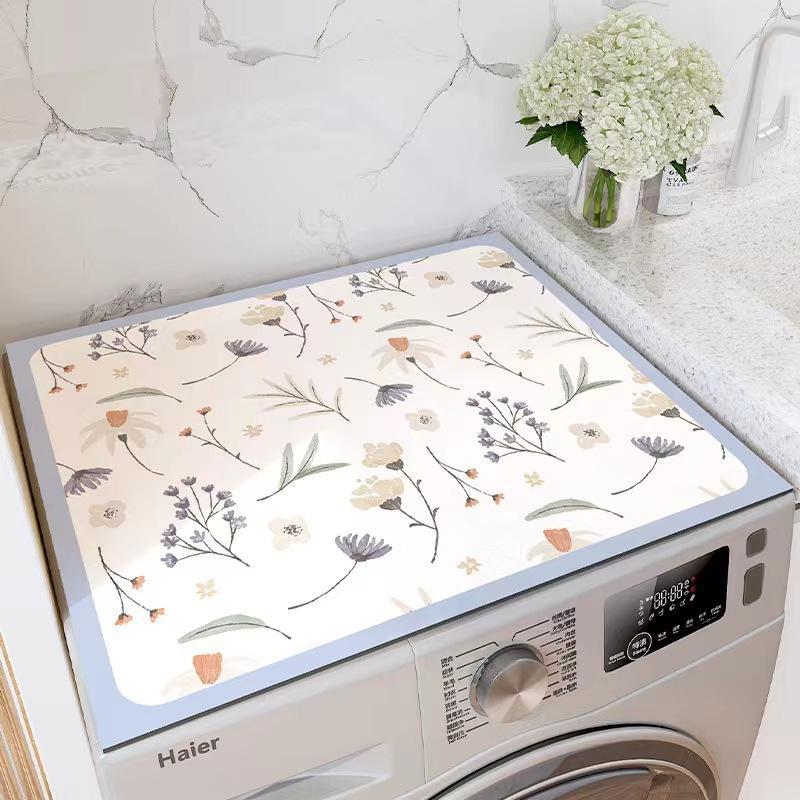Thảm lót máy giặt tủ lạnh chống nước,bụi chất liệu cao su họa tiết trang thã size 60x60 cm