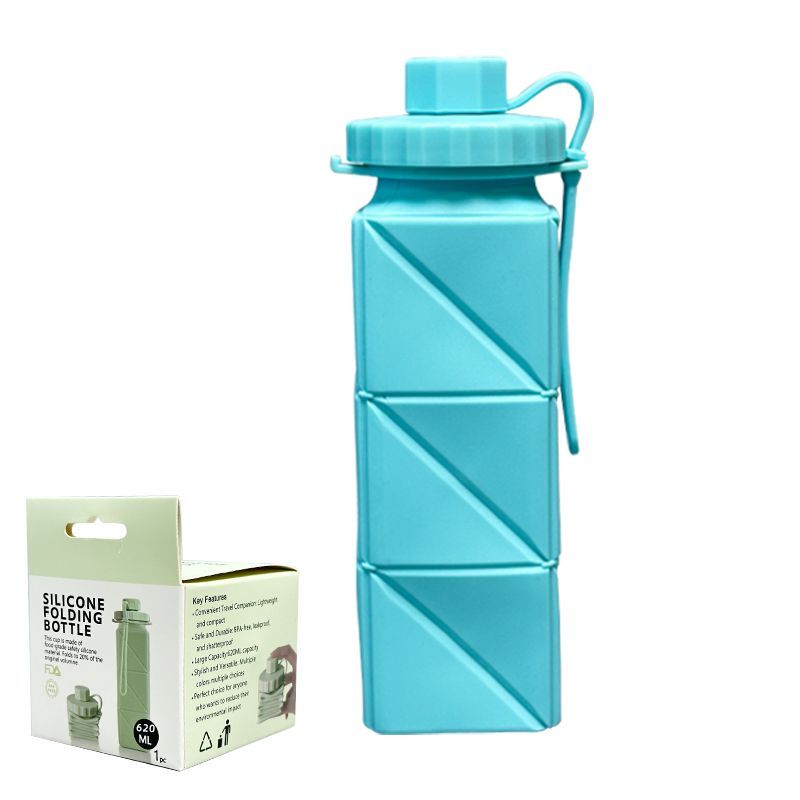 Bình nước xếp gọn silicone 500ml chịu nhiệt bỏ túi đi du lịch dã ngoại camping phượt tiện lợi