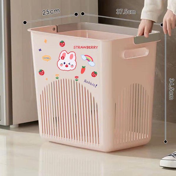 Giỏ đựng đồ đa năng kèm hình dán thỏ dâu dễ thương size 37x25x34 cm