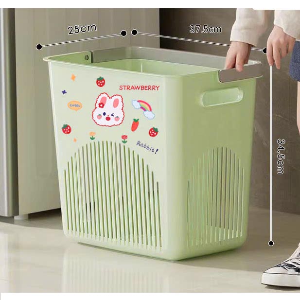 Giỏ đựng đồ đa năng kèm hình dán thỏ dâu dễ thương size 37x25x34 cm