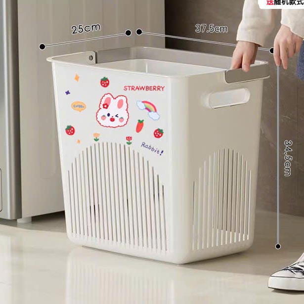 Giỏ đựng đồ đa năng kèm hình dán thỏ dâu dễ thương size 37x25x34 cm