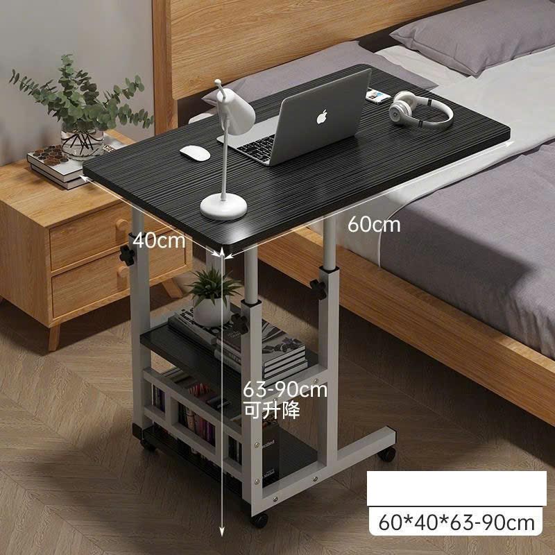 Bàn làm việc di động đa năng có bánh xe, điều chỉnh chiều cao có kệ sách