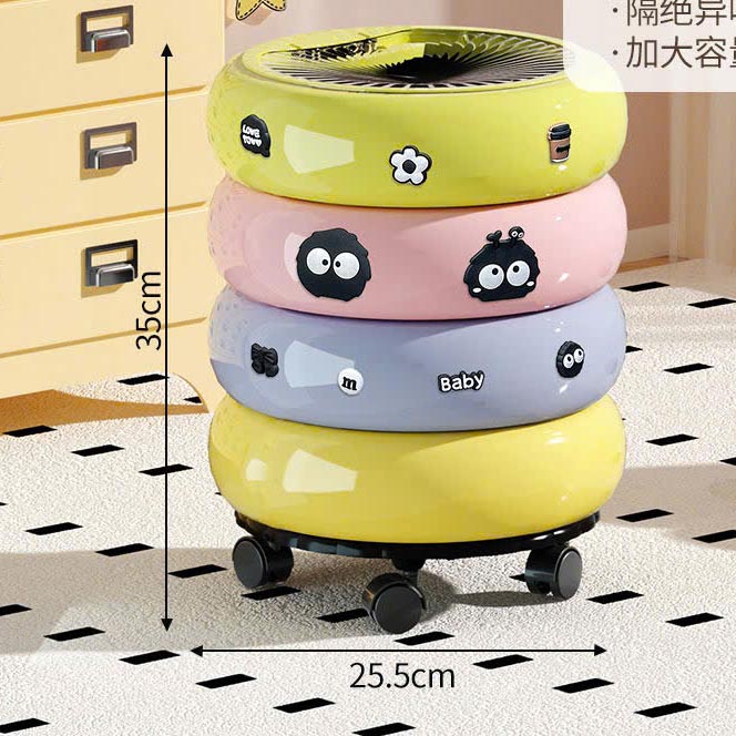 Thùng rác bánh rán donut có bánh xe di chuyển và thể tháo rời ,c