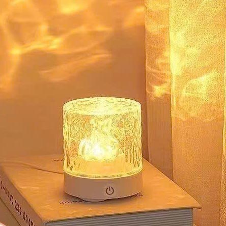 Đèn Ngủ LED Trang Trí Hiệu Ứng Ánh Lửa Lung Linh – Đèn Thủy Tinh Vân Nứt – Ánh Sáng Vàng Ấm – Cảm Ứng Chạm