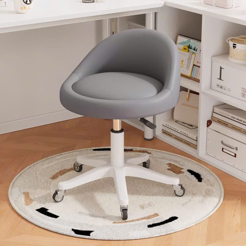 Ghế Xoay Văn Phòng Mini Chân Bánh Xe – Lưng Tựa Cong Ergonomic Bọc Da Mềm
