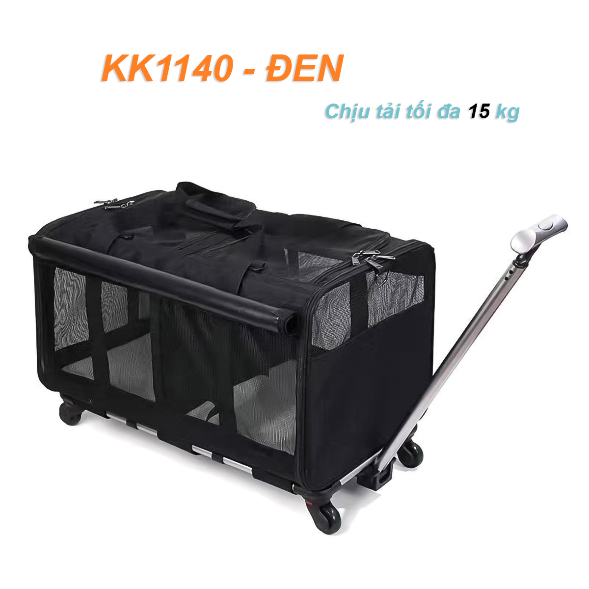 Túi kéo đựng thú cưng đi du lịch có bánh xe gấp gọn tiện dụng, tay kéo nâng hạ độ cao kèm thảm lót