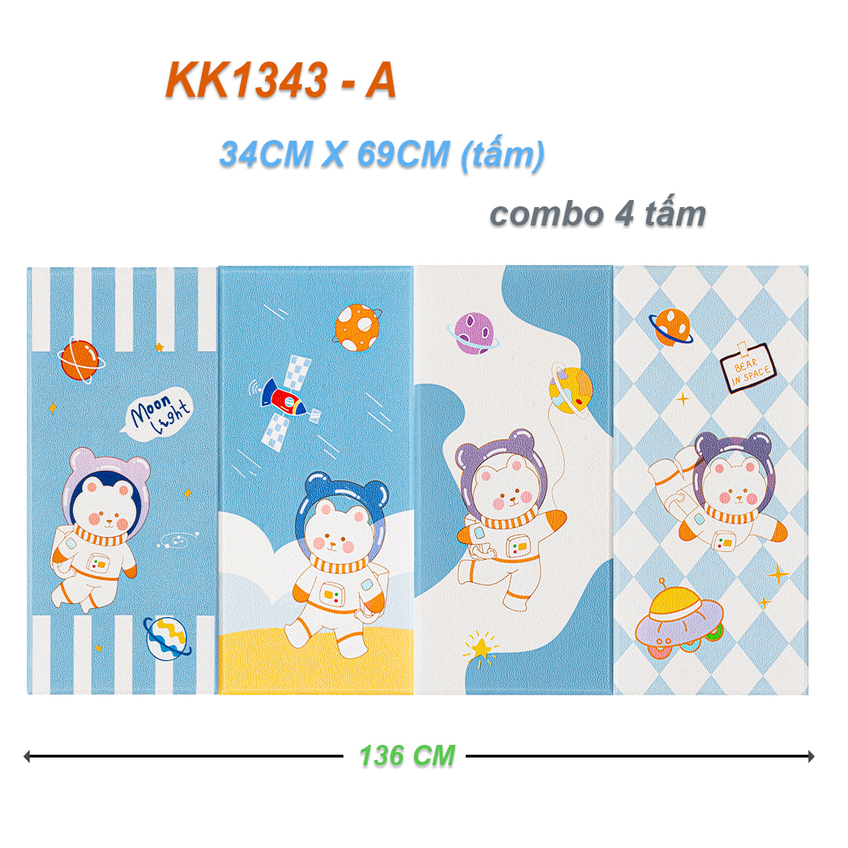 Miếng Xốp Dán Tường Chống Va Đập Cho Bé Hình Hoạt Dễ Thương (Set 4 Tấm)