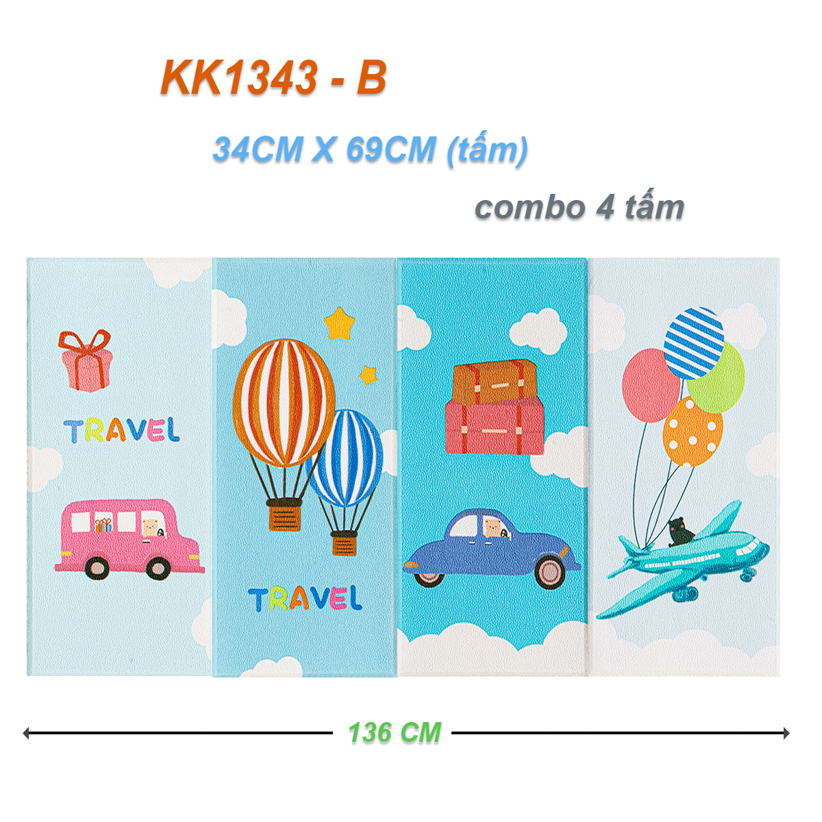 Miếng Xốp Dán Tường Chống Va Đập Cho Bé Hình Hoạt Dễ Thương (Set 4 Tấm)