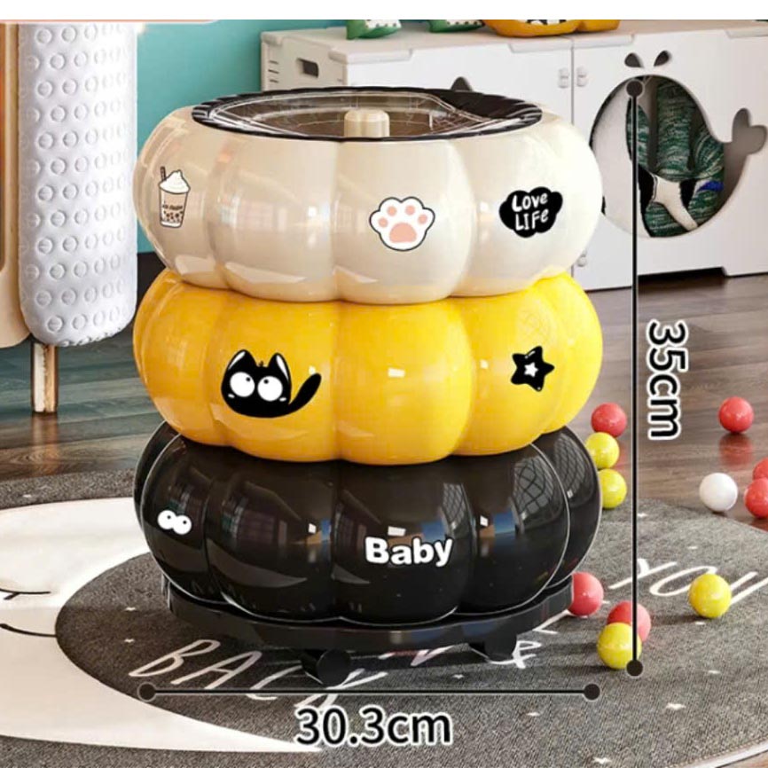 Thùng rác quả bí có bánh xe di chuyển và thể tháo rời