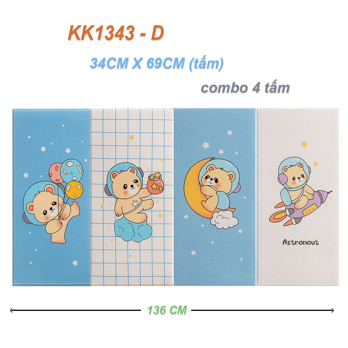 Miếng Xốp Dán Tường Chống Va Đập Cho Bé Hình Hoạt Dễ Thương (Set 4 Tấm)