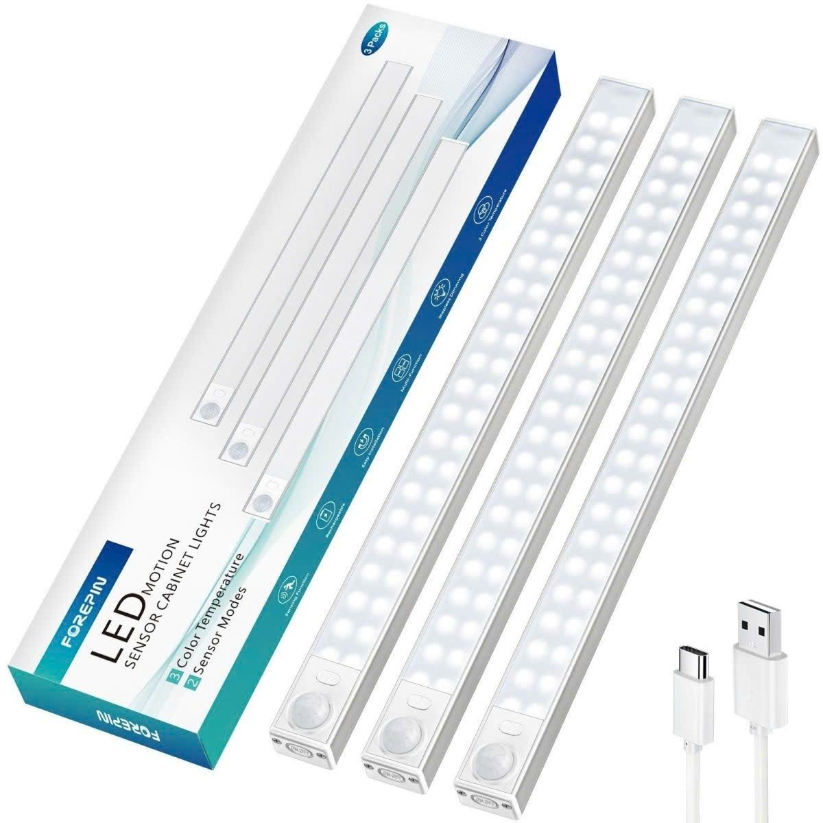 Đèn LED cảm biến chuyển động sạc USB gắn tủ, cầu thang, nhà bếp tiện dụng