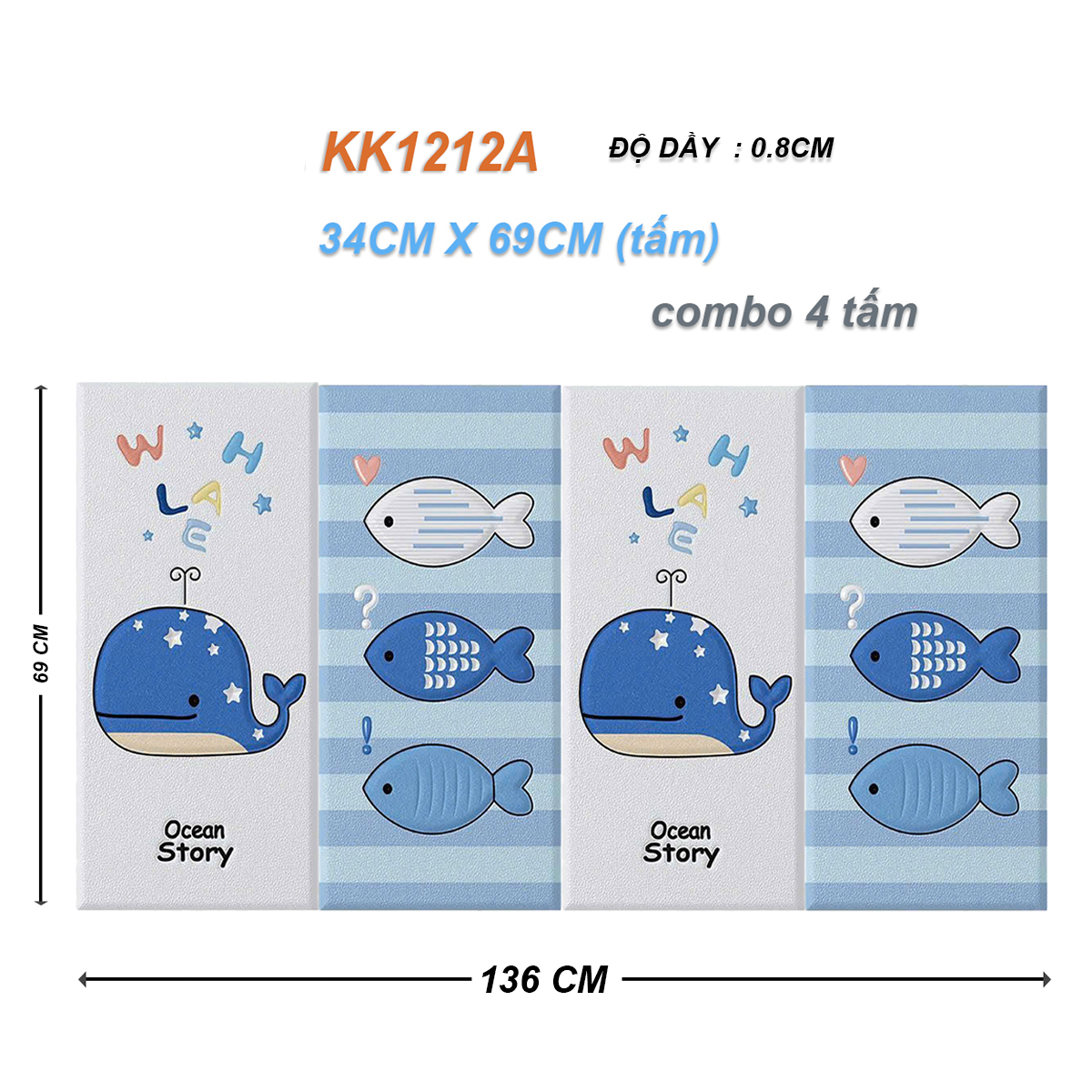 Miếng Xốp Dán Tường Chống Va Đập Cho Bé Hình Hoạt Dễ Thương (Set 4 Tấm)