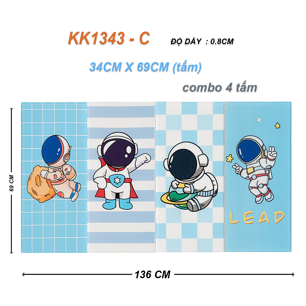 Miếng Xốp Dán Tường Chống Va Đập Cho Bé Hình Hoạt Dễ Thương (Set 4 Tấm)
