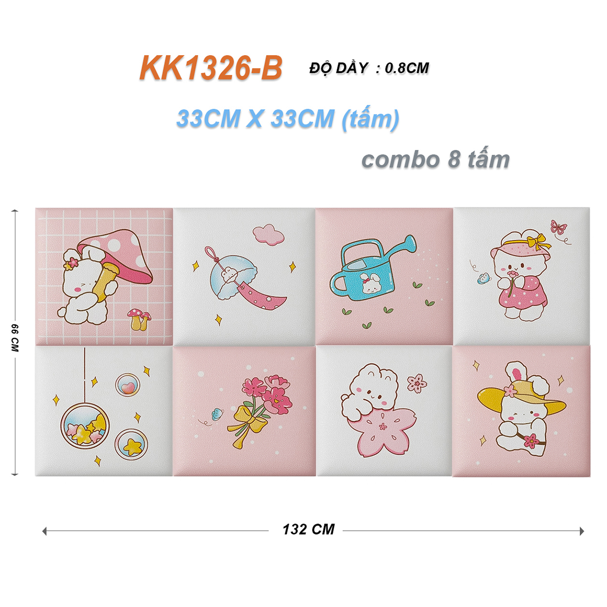 Miếng Xốp Dán Tường Chống Va Đập Cho Bé Hình Hoạt Dễ Thương (Set 8 Tấm)