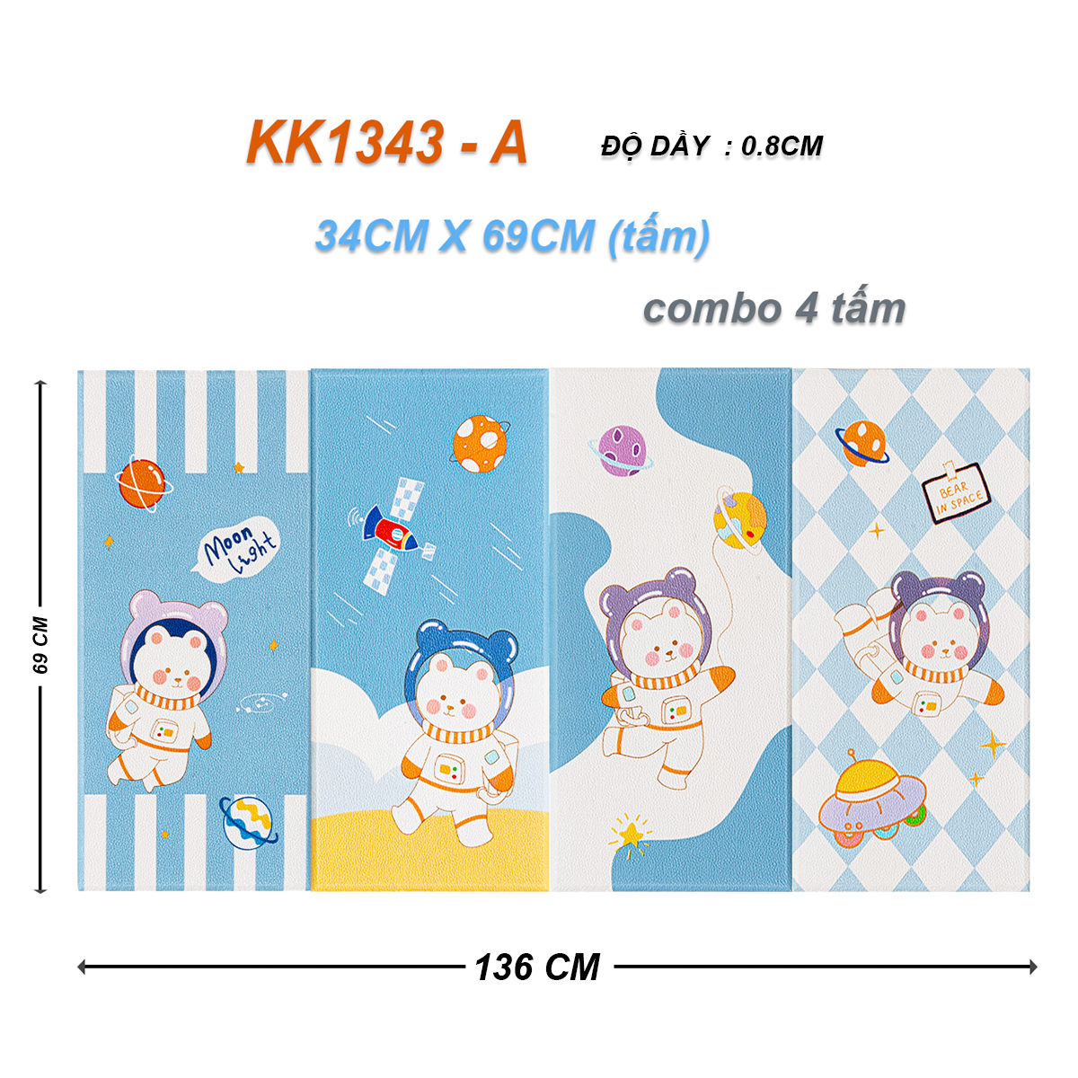 Miếng Xốp Dán Tường Chống Va Đập Cho Bé Hình Hoạt Dễ Thương (Set 4 Tấm)