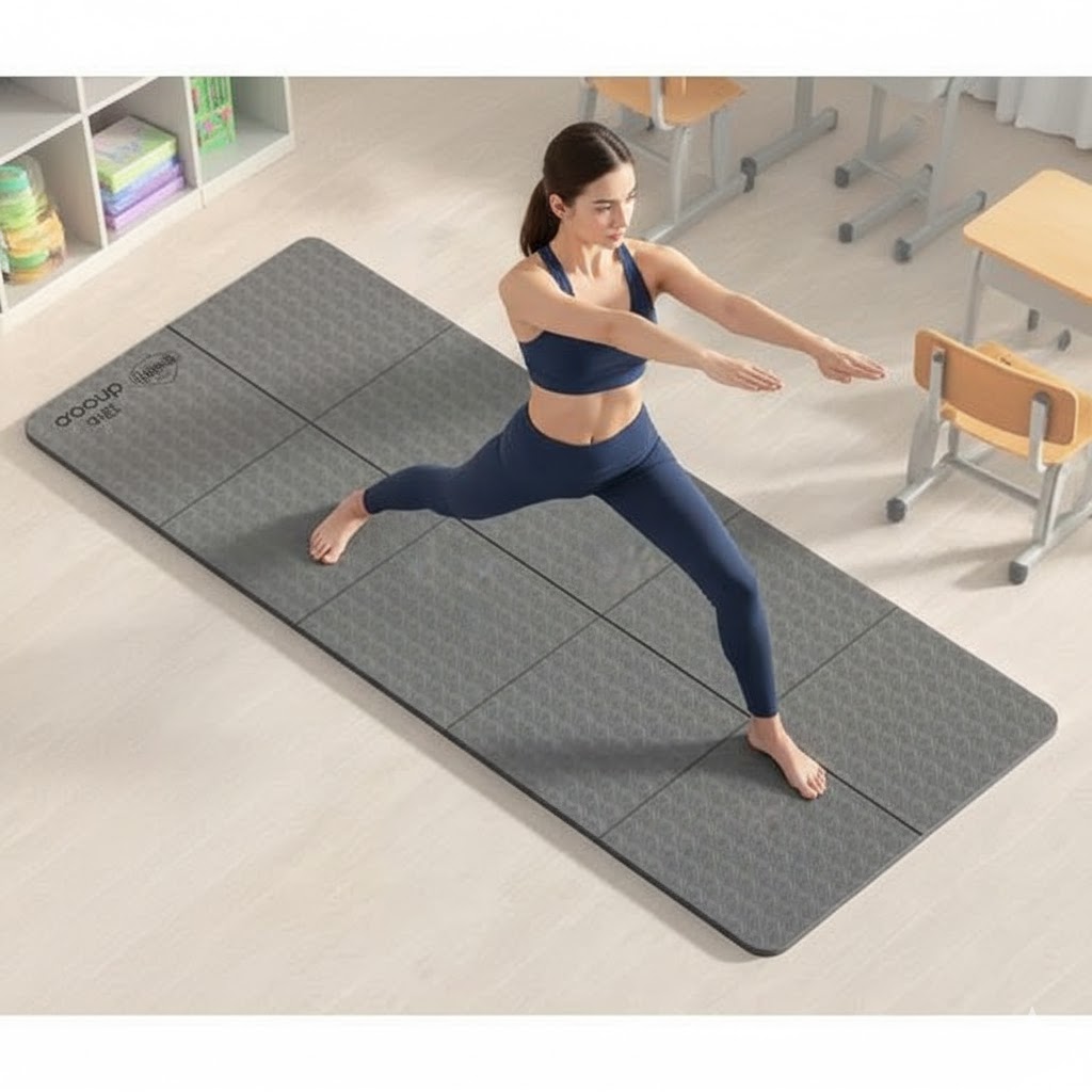 Thảm tập yoga Tpe chống trượt gấp gọn tiện dụng độ bám tốt size 183x61 cm (tặng kèm túi)