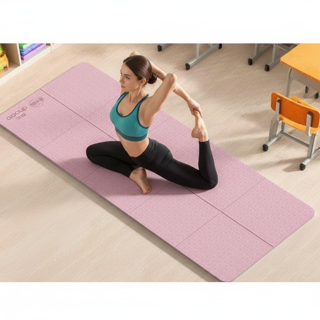 Thảm tập yoga Tpe chống trượt gấp gọn tiện dụng độ bám tốt size 183x61 cm (tặng kèm túi)