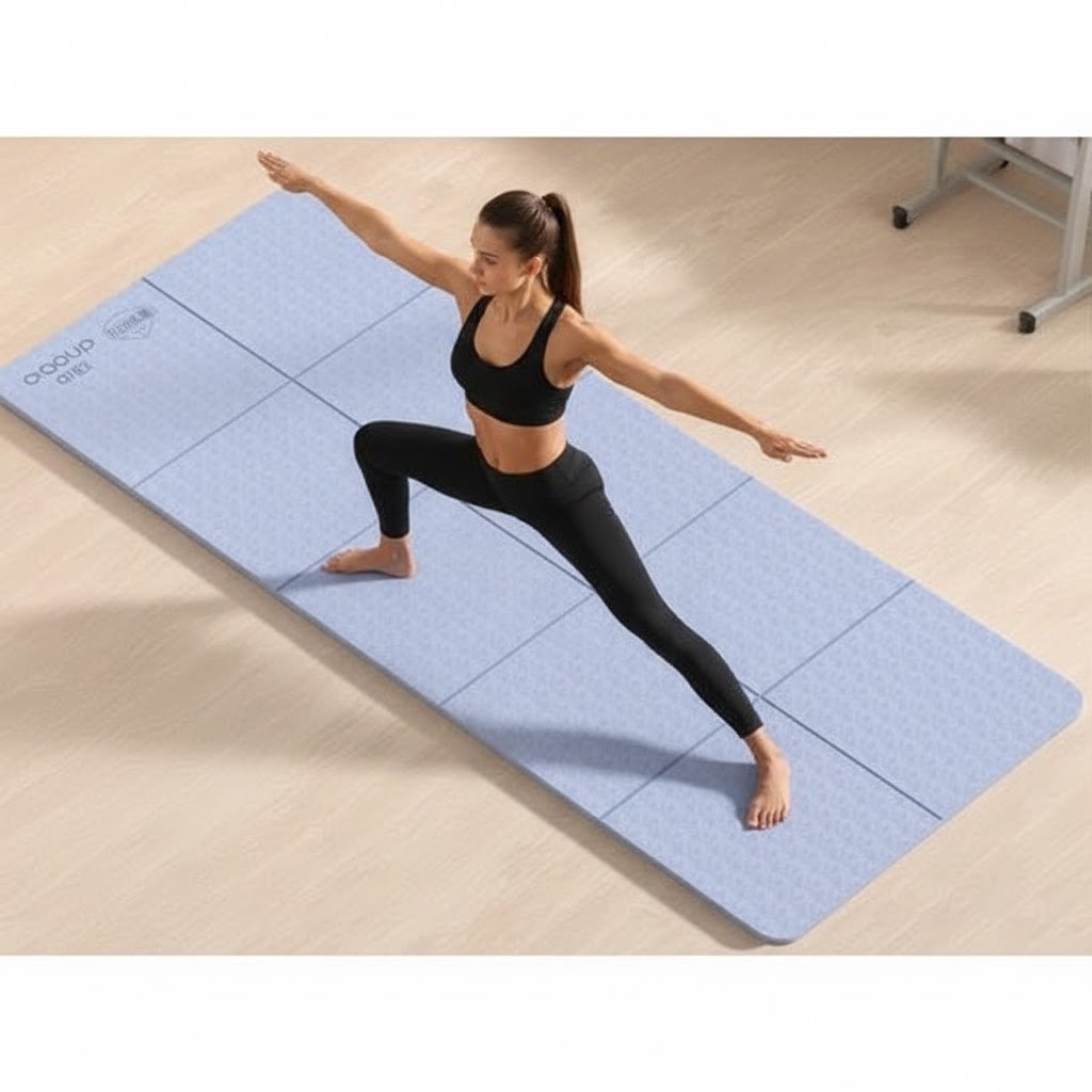 Thảm tập yoga Tpe chống trượt gấp gọn tiện dụng độ bám tốt size 183x61 cm (tặng kèm túi)