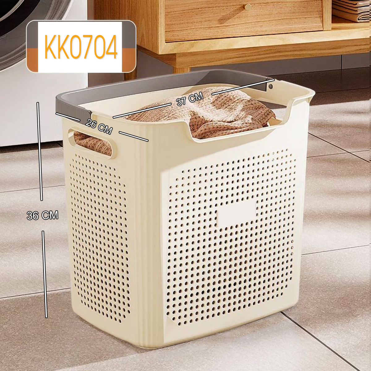 Giỏ đựng quần áo đa năng có quai xách nhựa PP cứng cáp size 36x38x28 cm