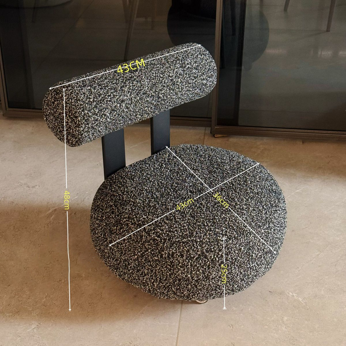 Ghế Decor Tròn Lưng Tựa Boucle Phong Cách Hàn Quốc