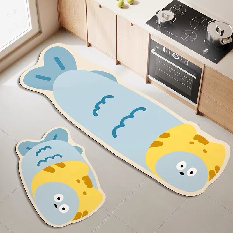 Set 2 thảm bếp silicon siêu thấm nước chống trơn trượt