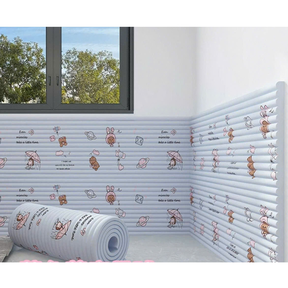 Cuộn Xốp Dán Tường Chống Va Đập Cho Bé Hình Hoạt Dễ Thương