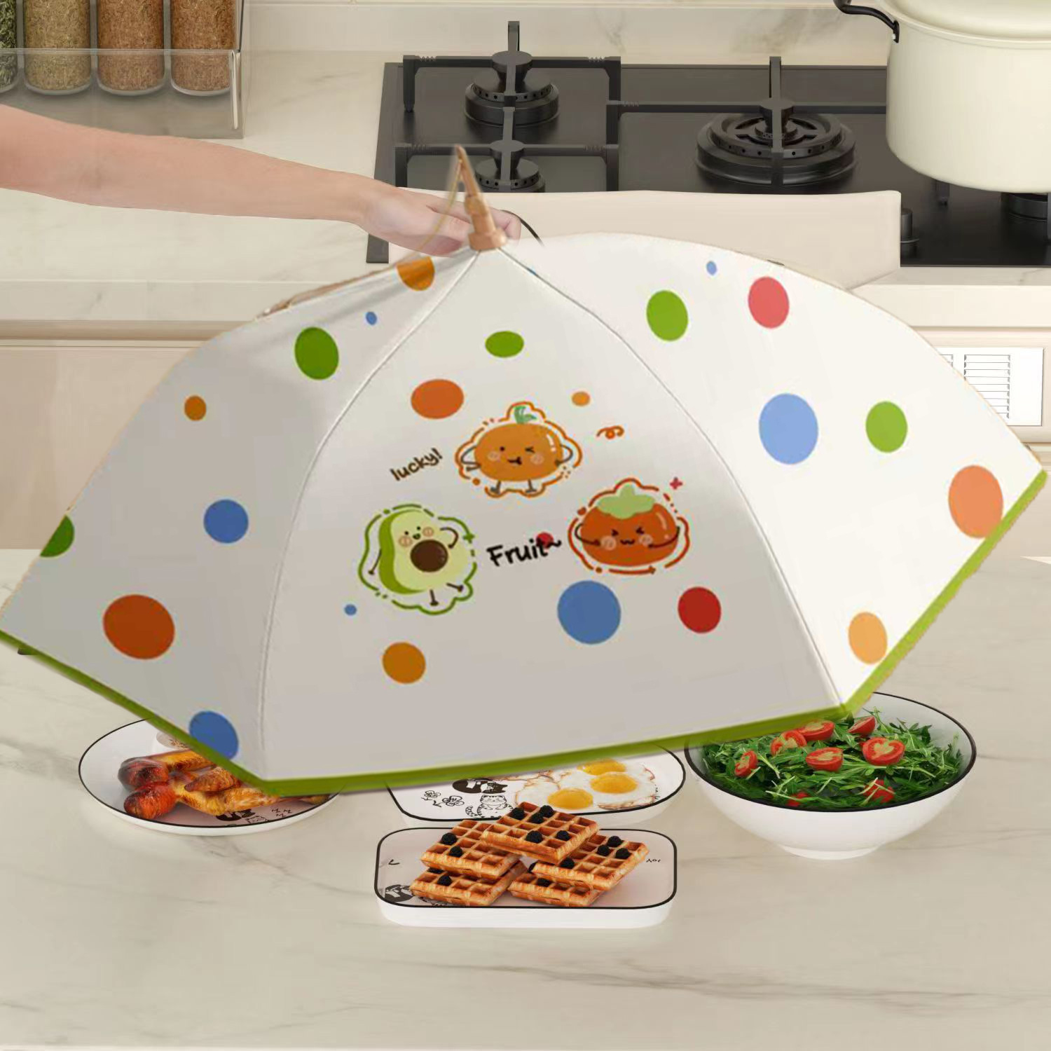 Màng che thực phẩm tự bung dạng lưới gấp gọn chống côn trùng, bụi bẩn size 80cm