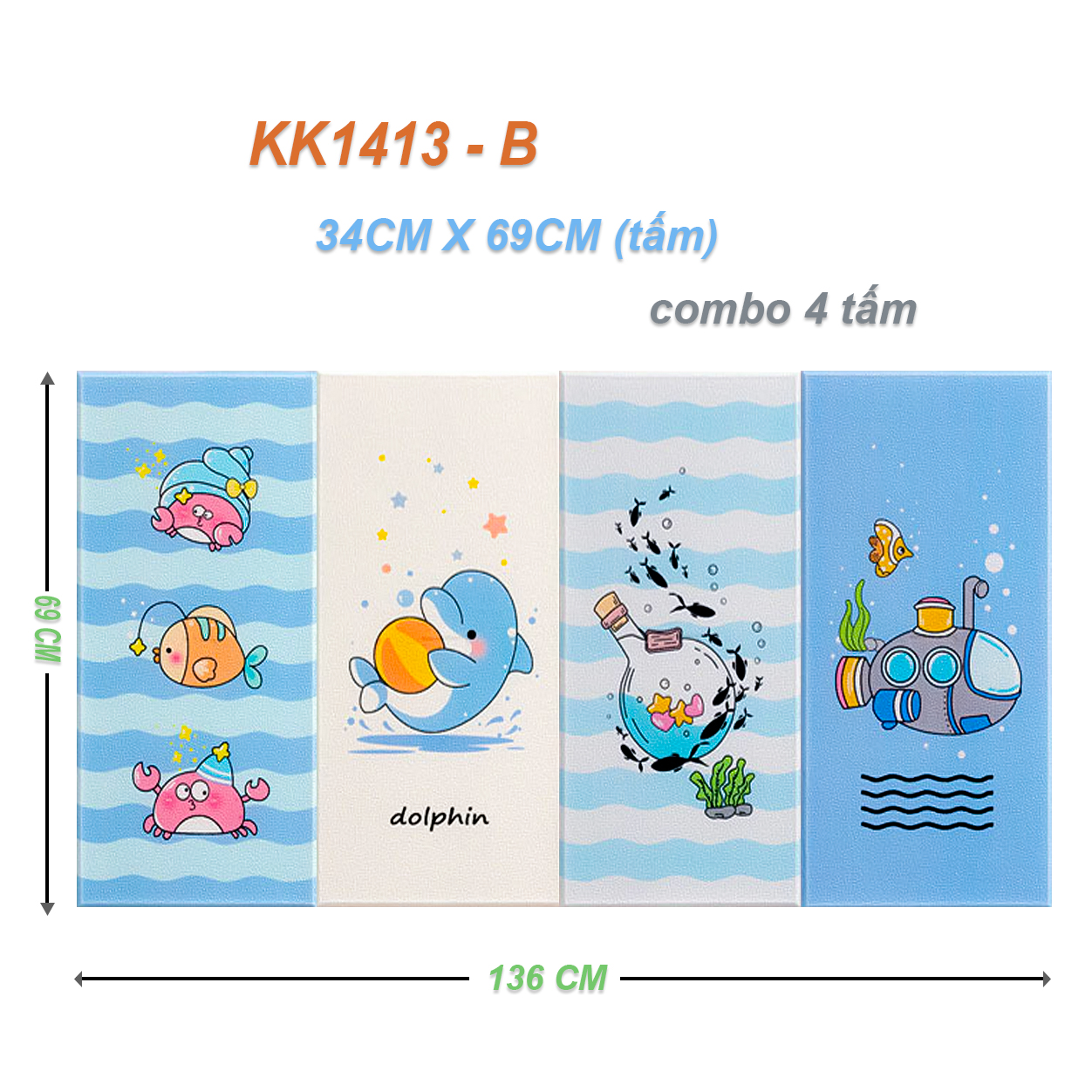 Miếng Xốp Dán Tường Chống Va Đập Cho Bé Hình Hoạt Dễ Thương (Set 4 Tấm)