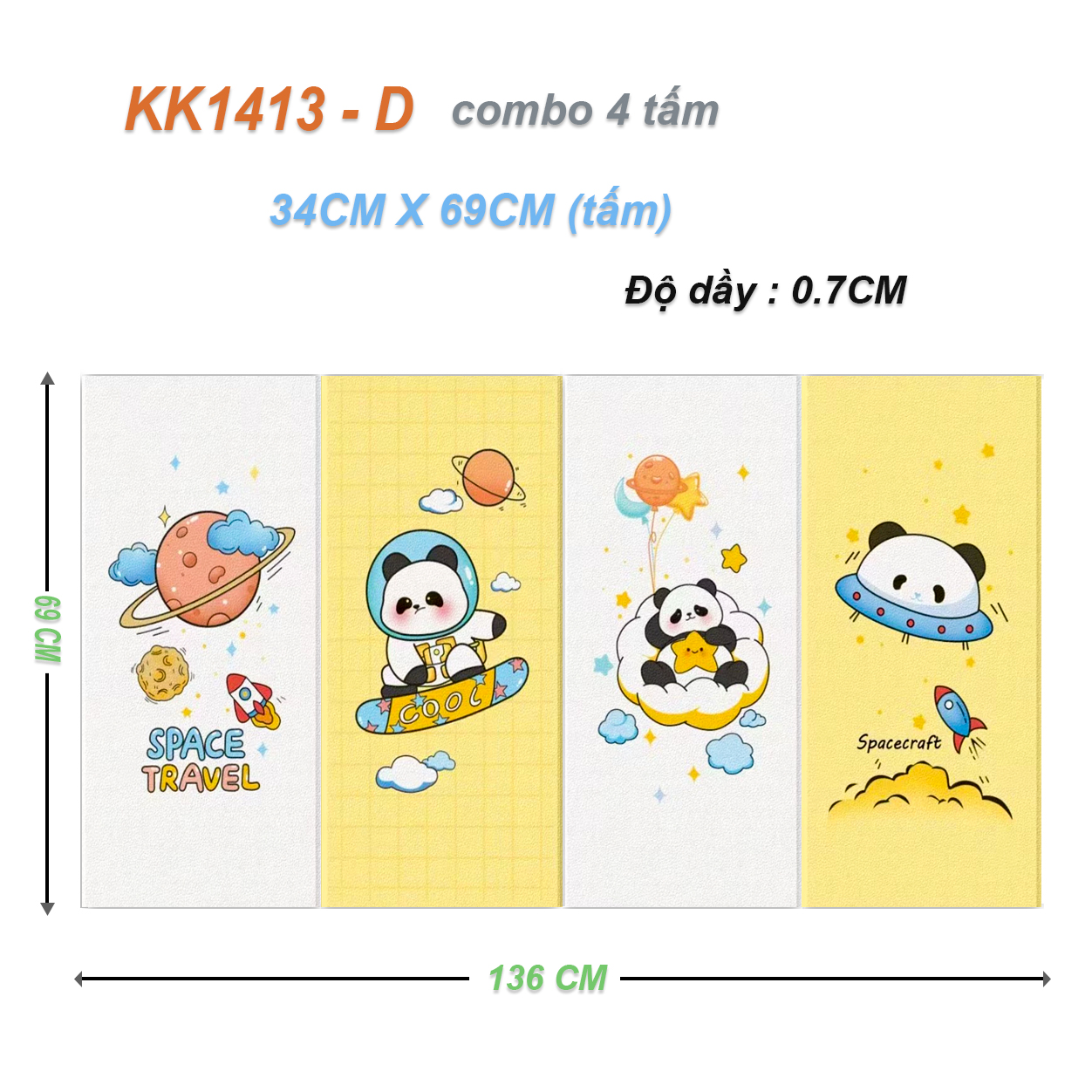 Miếng Xốp Dán Tường Chống Va Đập Cho Bé Hình Hoạt Dễ Thương (Set 4 Tấm)