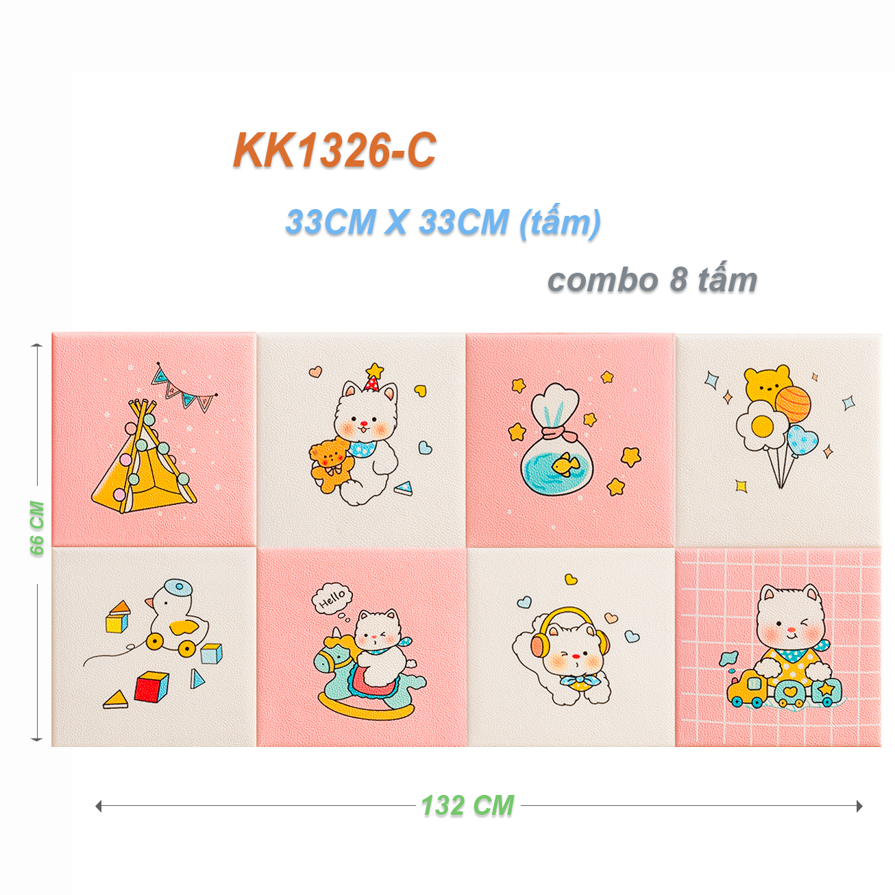 Miếng Xốp Dán Tường Chống Va Đập Cho Bé Hình Hoạt Dễ Thương (Set 8 Tấm)