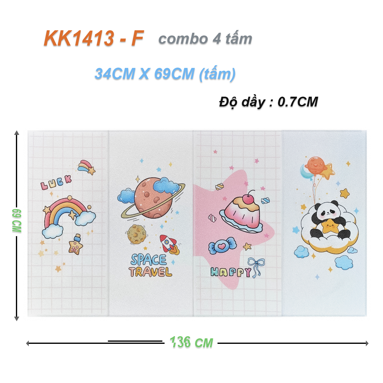 Miếng Xốp Dán Tường Chống Va Đập Cho Bé Hình Hoạt Dễ Thương (Set 4 Tấm)
