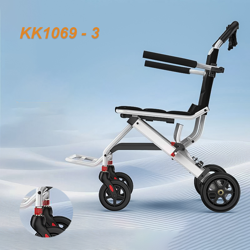 Xe lăn đẩy người già nhẹ gấp đơn giản thương hiệu Đức, Xe lăn du lịch siêu nhẹ