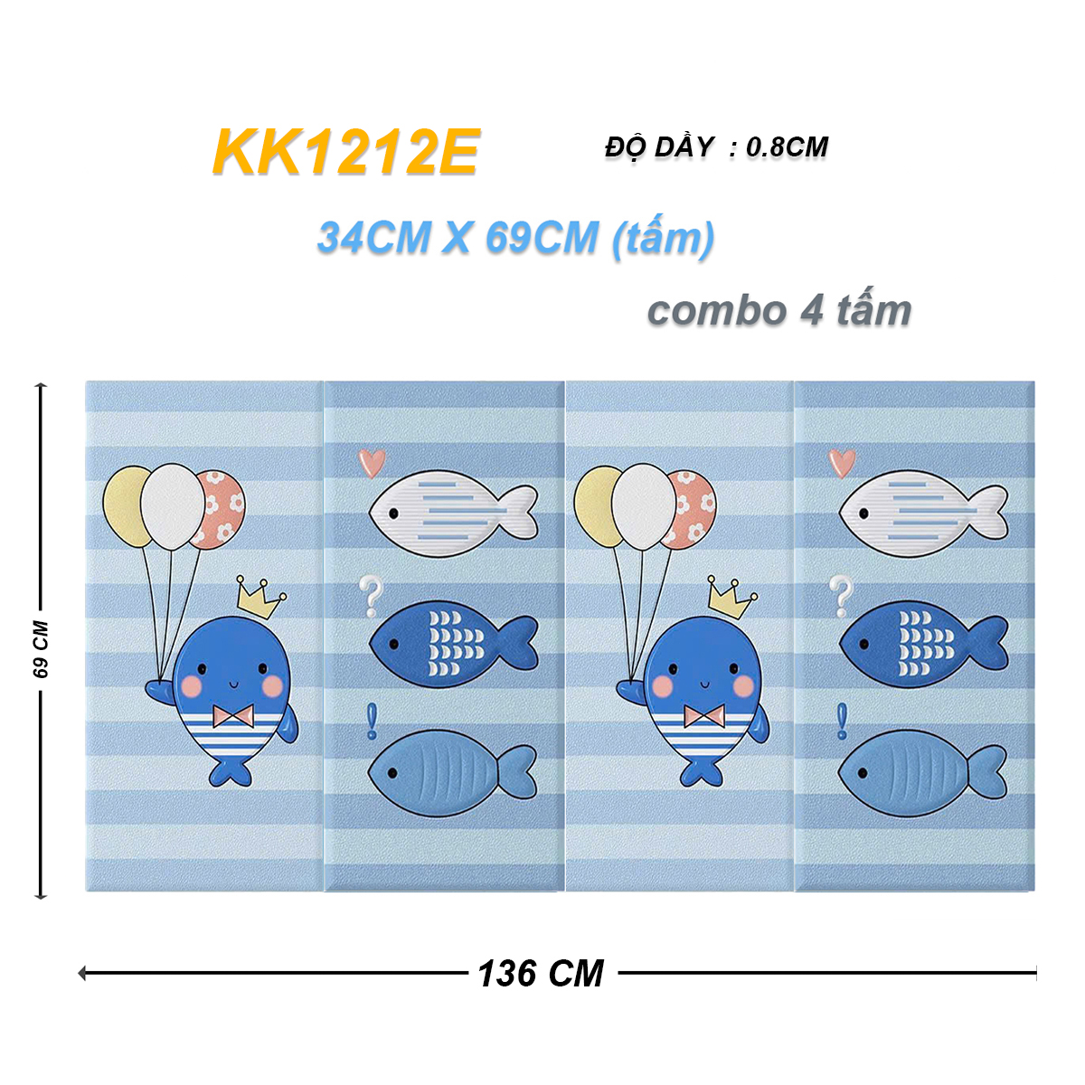 Miếng Xốp Dán Tường Chống Va Đập Cho Bé Hình Hoạt Dễ Thương (Set 4 Tấm)