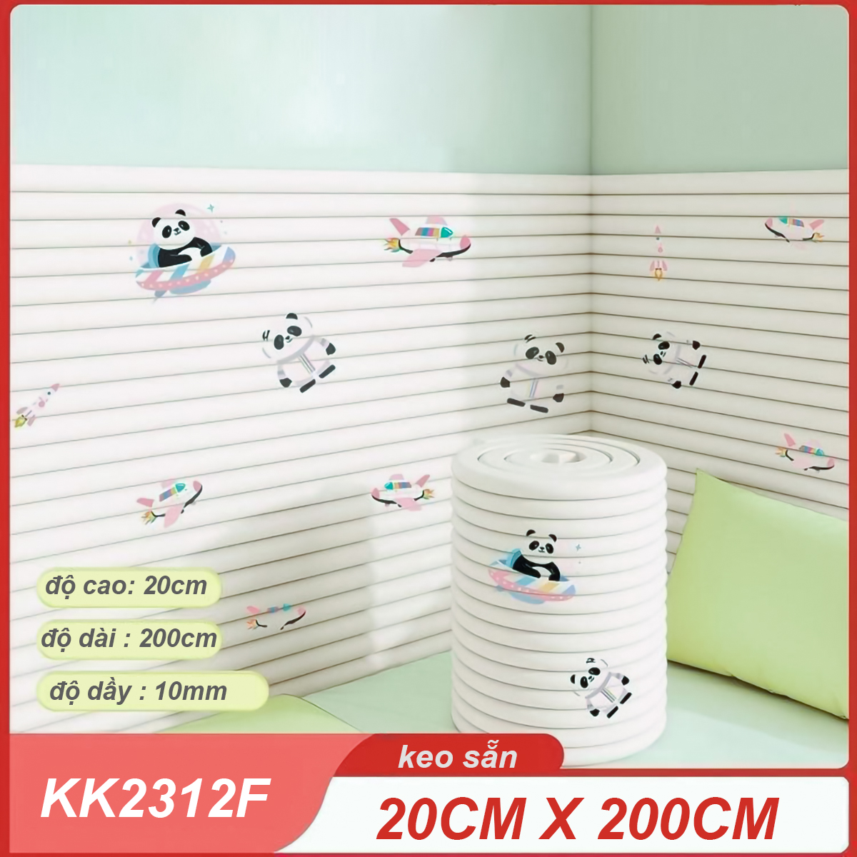 Cuộn Xốp Dán Tường Chống Va Đập Cho Bé Hình Hoạt Dễ Thương size 20x200 cm (1 cuộn)