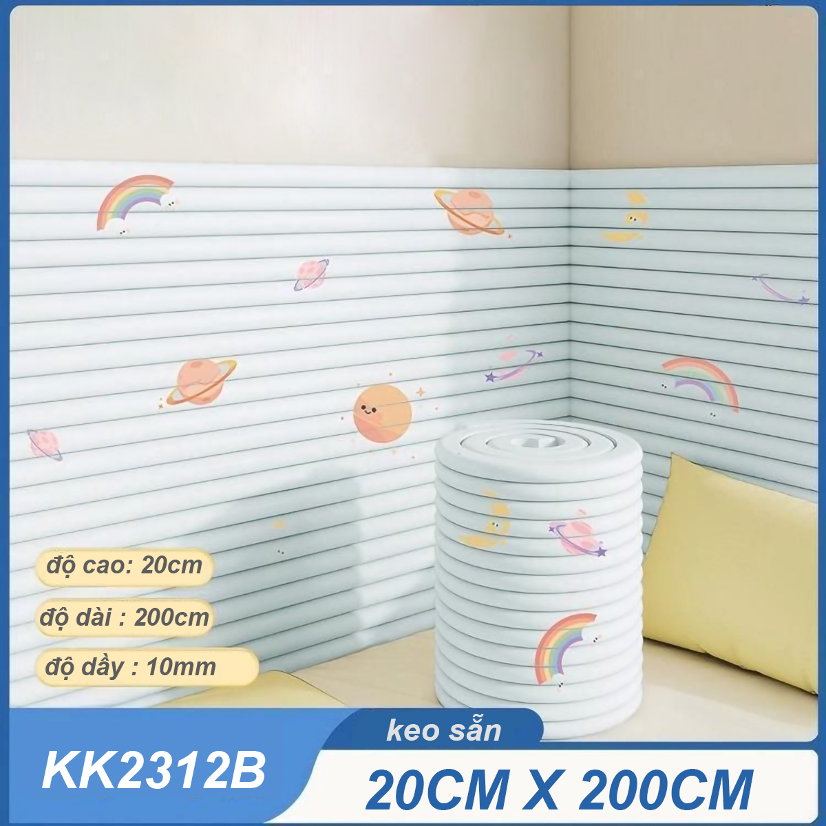 Cuộn Xốp Dán Tường Chống Va Đập Cho Bé Hình Hoạt Dễ Thương size 20x200 cm (1 cuộn)