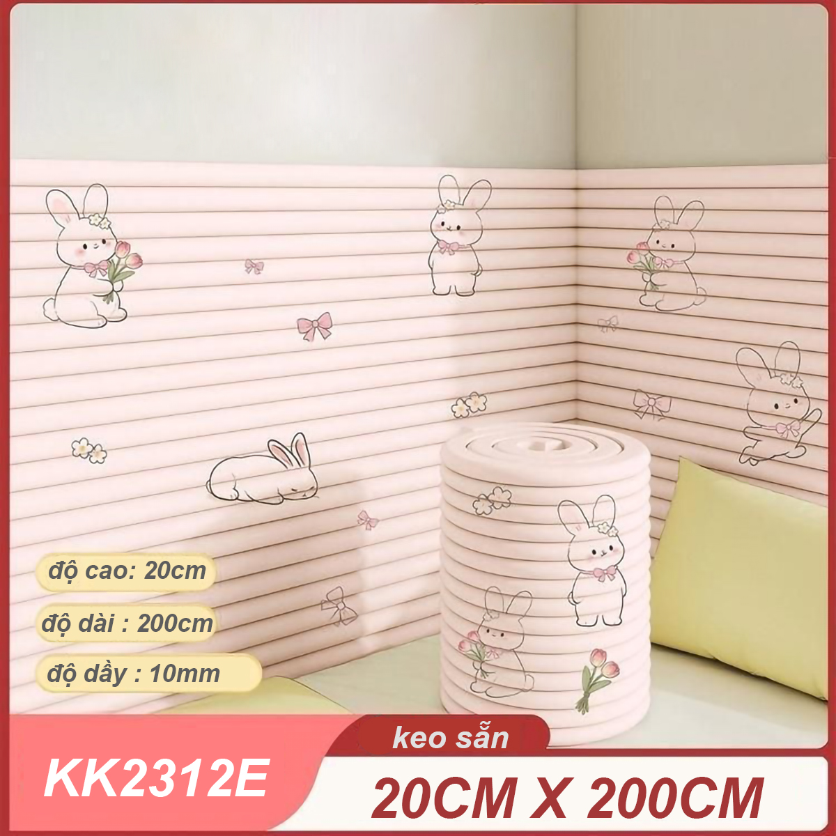Cuộn Xốp Dán Tường Chống Va Đập Cho Bé Hình Hoạt Dễ Thương size 20x200 cm (1 cuộn)