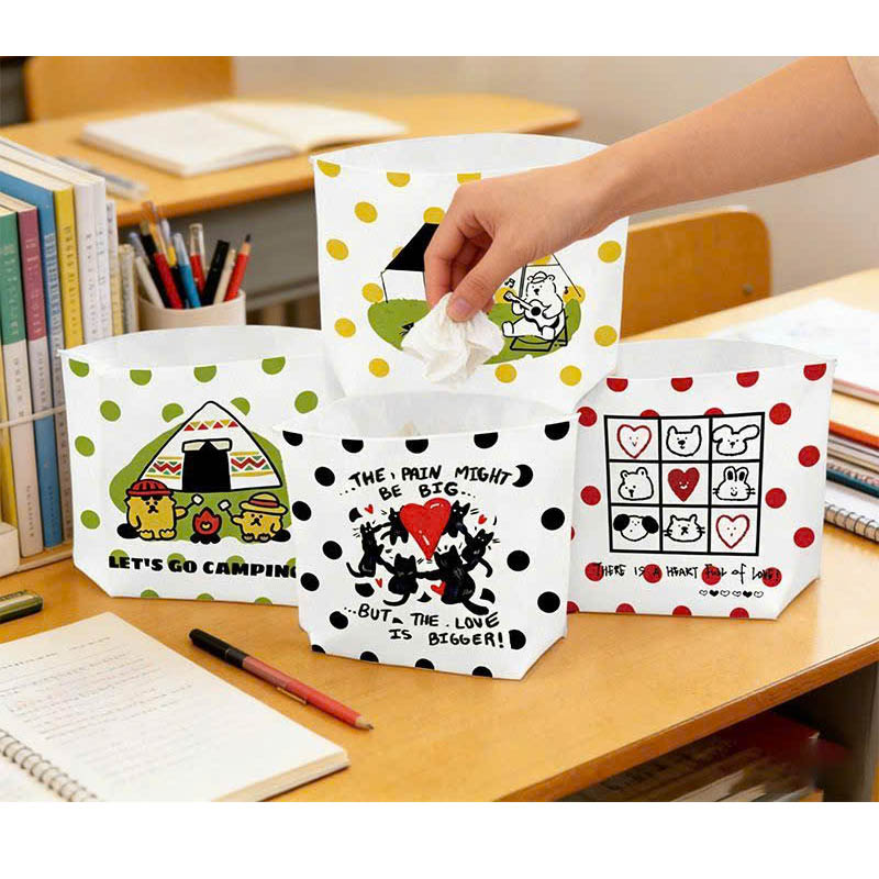 Túi Rác Mini Để Bàn Có Băng Keo Dán Họa Tiết Hoạt Hình size 16x18 cm (120 túi/set)
