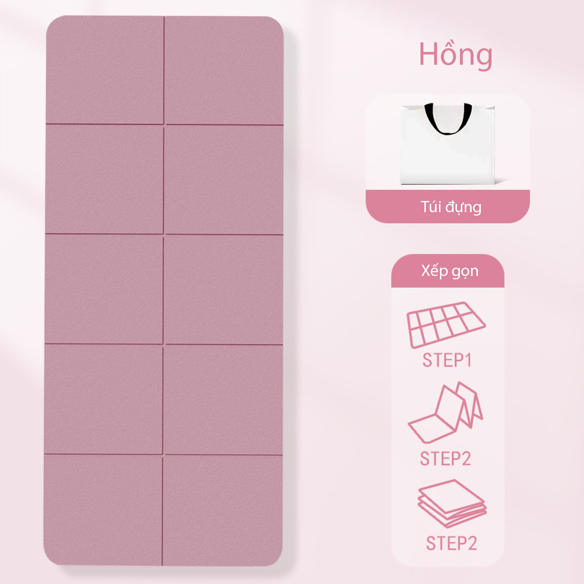 Thảm tập yoga Tpe chống trượt gấp gọn tiện dụng độ bám tốt size 180x60 cm