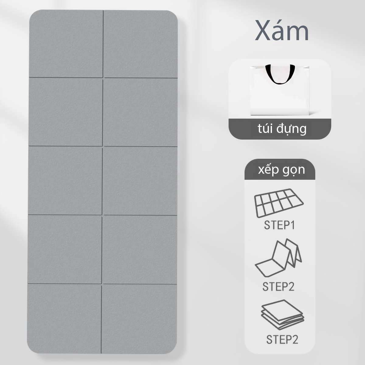 Thảm tập yoga Tpe chống trượt gấp gọn tiện dụng độ bám tốt size 180x60 cm