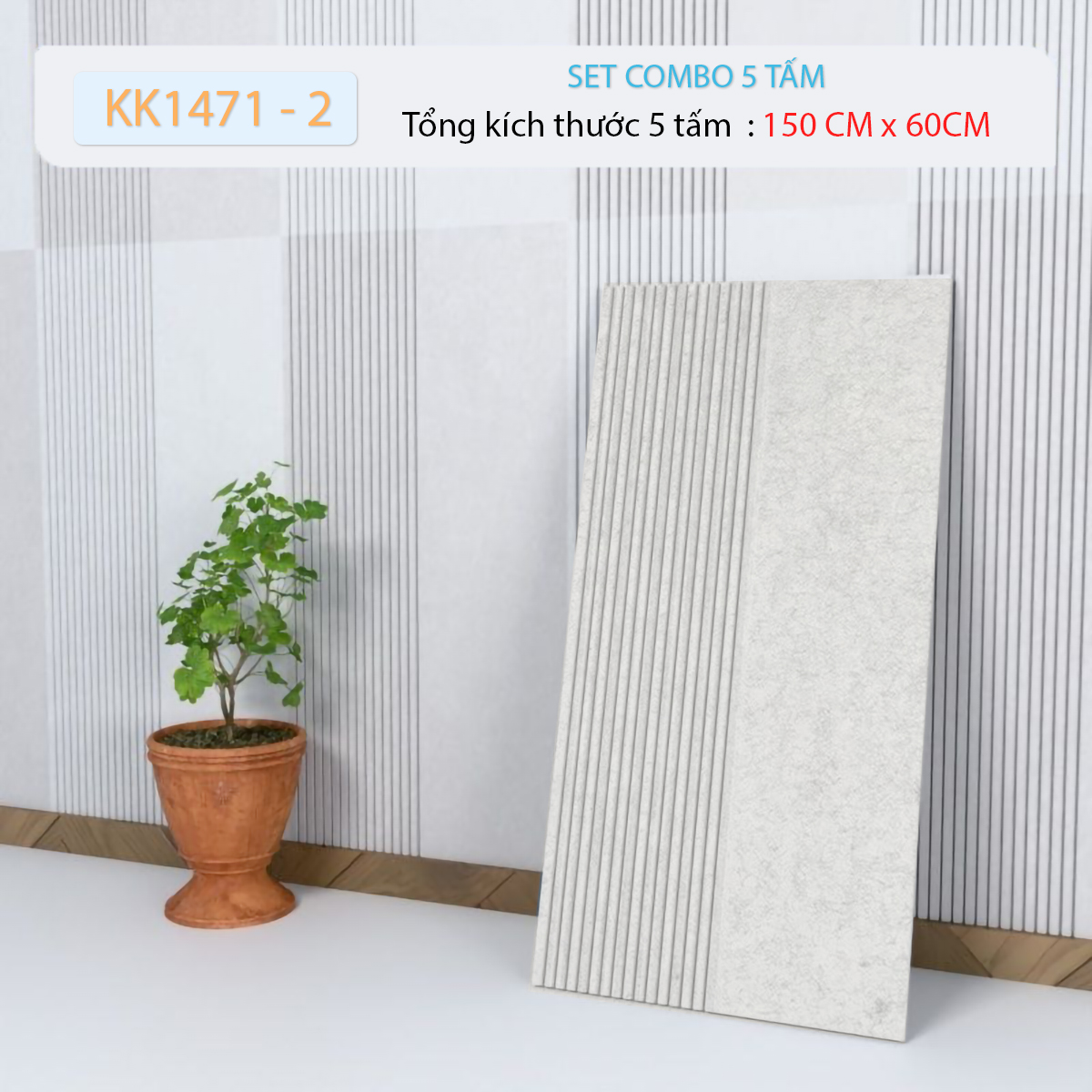 Tấm Ốp Tường Lam Sóng Decor Phòng Khách, Phòng Ngủ, Studio  30x60cm (5 tấm)