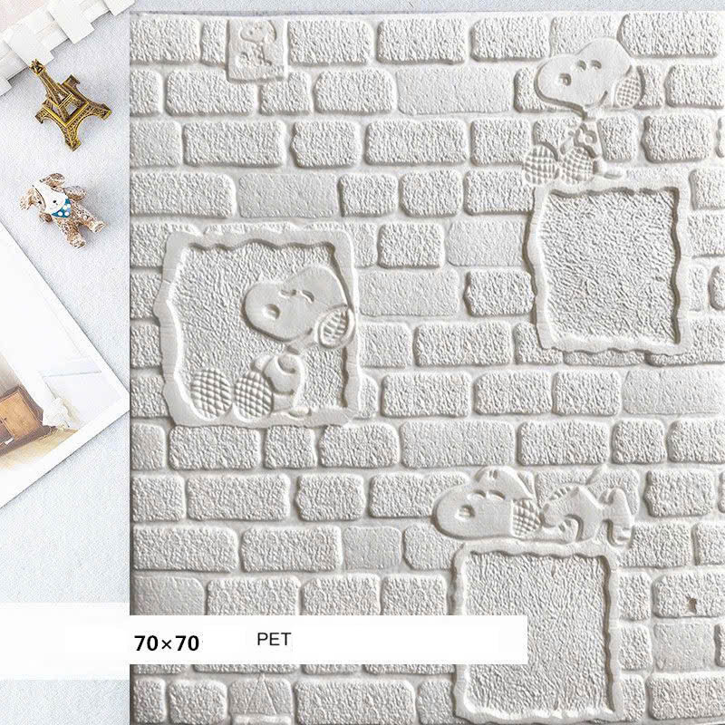 Miếng Dán Tường Giả Gạch Dập Nổi 3D Snoopy Trang Trí Phòng Ngủ size 70x70 cm
