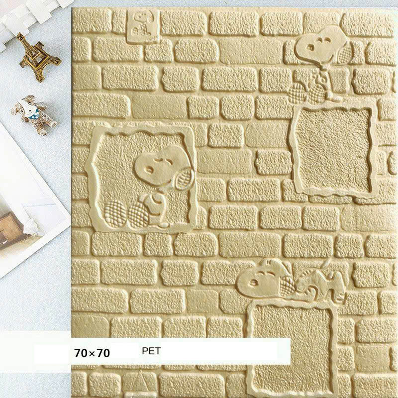 Miếng Dán Tường Giả Gạch Dập Nổi 3D Snoopy Trang Trí Phòng Ngủ size 70x70 cm