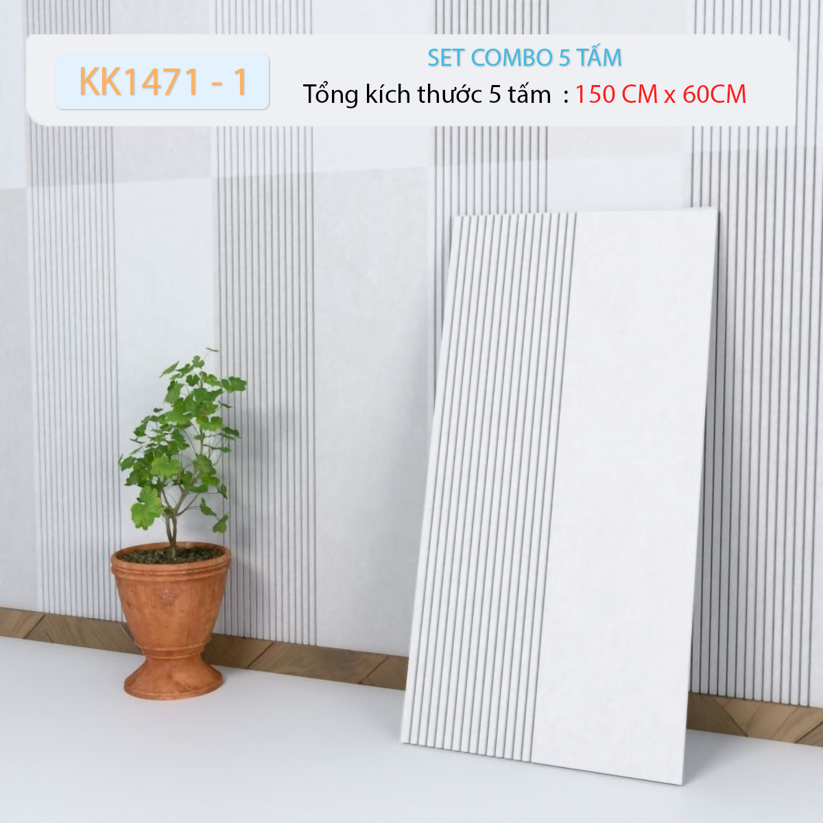 Tấm Ốp Tường Lam Sóng Decor Phòng Khách, Phòng Ngủ, Studio  30x60cm (5 tấm)