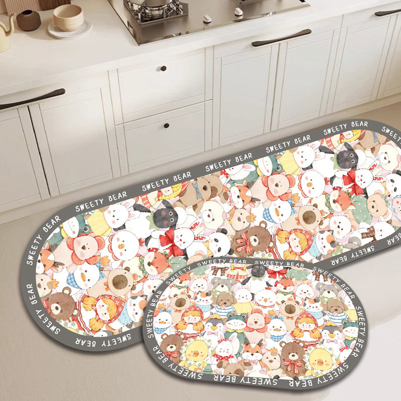 Set 2 thảm bếp silicon siêu thấm nước chống trơn trượt