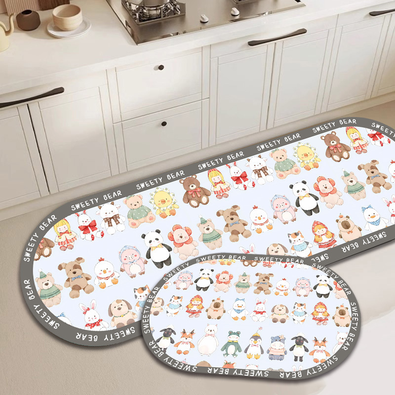 Set 2 thảm bếp silicon siêu thấm nước chống trơn trượt